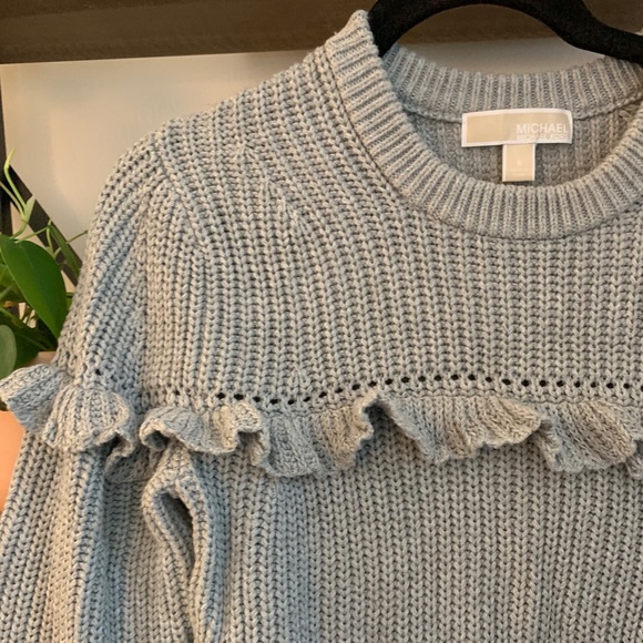 Gray Michael Kors Sweater with Fringe Accents - Picture 2 of 6